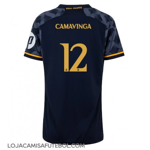 Camisa de Futebol Real Madrid Eduardo Camavinga #12 Equipamento Secundário Mulheres 2023-24 Manga Curta